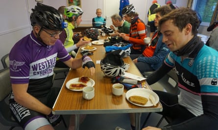 London-Wales-London riders feed up.