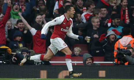 Sanchez celebrates scoring Arsenal’s second.