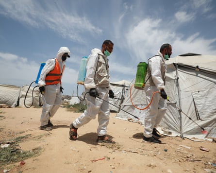 The Bureij refugee camp in Gaza is fumigated against rodents and insects
