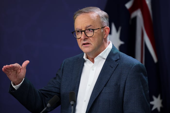 Anthony Albanese speaks to the media