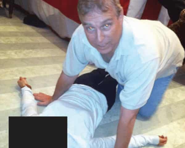 Epstein files latest: photos appear to show former prince Andrew crouching over female (Marina Dunbar/The Guardian)