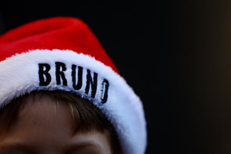 A young Newcastle fans embraces the festive spirit ahead of his team’s early kick-off against Nottingham Forest at St James’ Park.