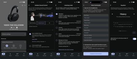 The Sony Connect app showing various settings and controls for the WH-1000XX the Collexion headphones.