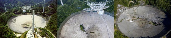 Giant Arecibo radio telescope collapses in Puerto Rico | World news | The  Guardian