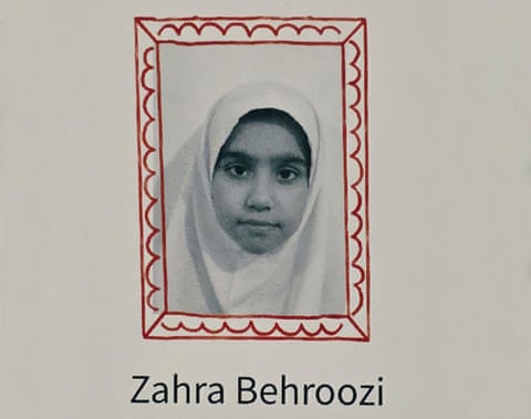 A black and white school photograph of Zahra Behroozi