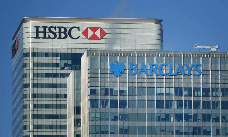 HSBC and Barclays banks at Canary Wharf in London