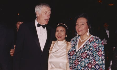 Ted Turner, Xernona Clayton and Coretta Scott King at a Trumpet awards gala in 1994