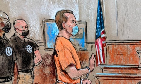 Jonathan Toebbe appears for his first court hearing on 12 October, as seen in a courtroom sketch. 