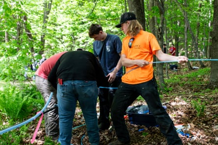 With tools as seemingly simple as these blue tubes, it’s easier than ever to extract sap from maple trees, as these young people demonstrated during a May Future Farmers of America convention on 20 May.