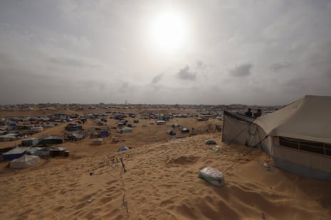 A view across the makeshift camp for displaced Palestinians in Rafah in the southern Gaza Strip on 26 April.