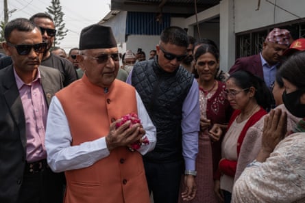 KP Sharma Oli greets supporters