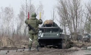 Units of the Russian Armed Forces enter Kyiv region, Ukraine, in this screengrab obtained from a video by Reuters on March 3, 2022.