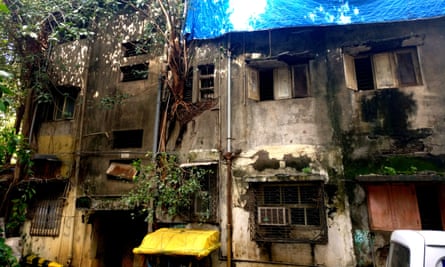 The back of Vithal Kutir building in western Mumbai, which has been declared ‘extremely dangerous’ by the BMC