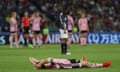 Erin Cuthbert reacts at the final whistle after Scotland lost a three-goal lead to exit the Women’s World Cup.