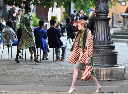 A model for Gucci in Piazza Santo Spirito in Florence.