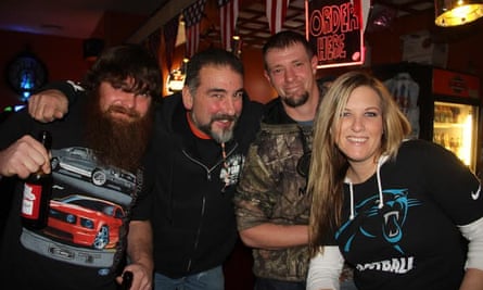 Hank (far left), Bill (center left) and friends at the Chop Shop Pub.