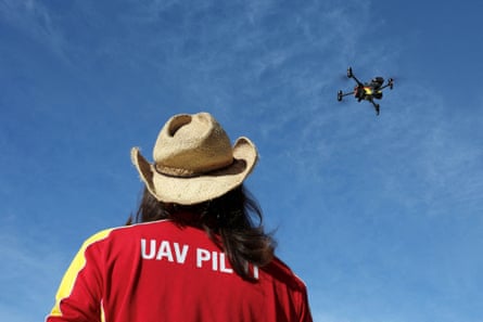 A Surf Life Saving shark-spotting drone flies over Coogee beach on Tuesday after a shark attack on Saturday.