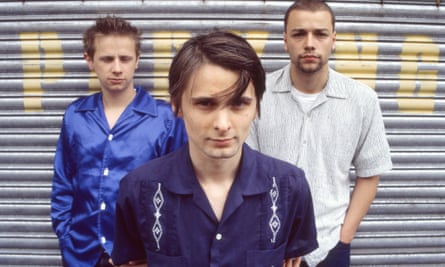 Matt Bellamy, front, with Dominic Howard, right, and Christopher Wolstenholme, left, in 1999.