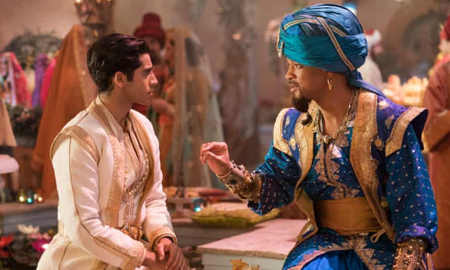 Mena Massoud and Will Smith in Aladdin.