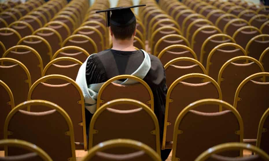 A university graduate waits for his ceremony to begin