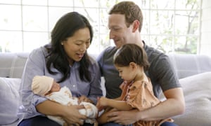 Mark Zuckerberg with his wife, Priscilla Chan, with their daughters in Palo Alto, California.