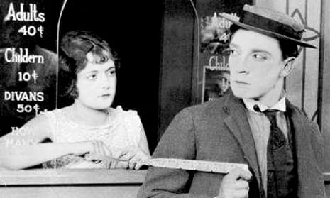 Buster Keaton at a cinema box office, 1924.
