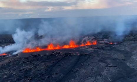 Aerial pictures show Kilauea volcano erupting