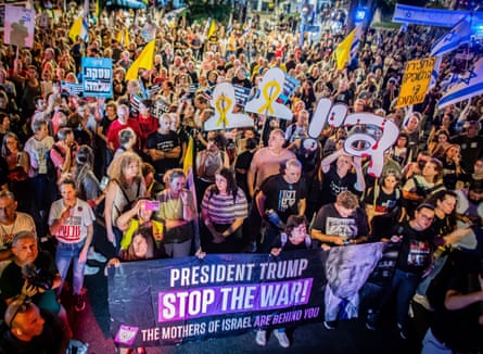 Protesters in Tel Aviv demand an immediate end to the Gaza war, 30 September 2025.