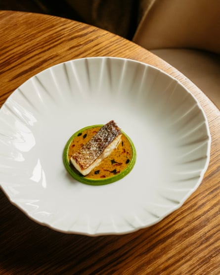 Kintsu’s Suffolk bass with courgette, chorizo and XO sauce.