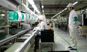 Workers at a Foxconn factory in Shenzhen, southern China.