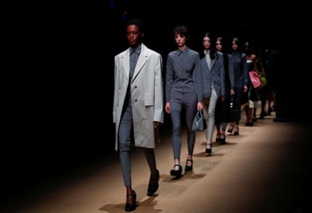Models present the Prada Spring/Summer 2023 collection at Milan Fashion Week.