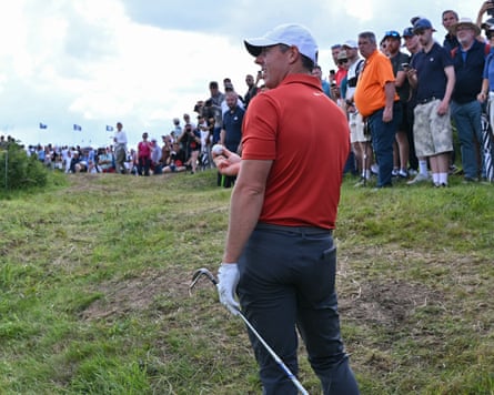 Rory McIlroy looks bemused astatine unearthing an aged ball