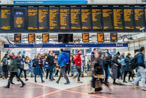 Commuters travel to work during a tube strike in London this month.
