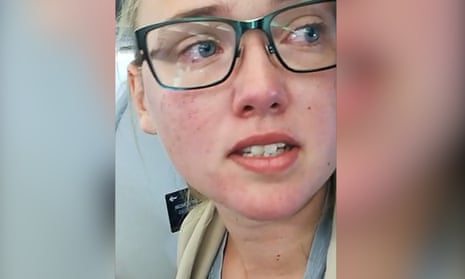 A screengrab taken from a Facebook Live video in which Swedish student Elin Ersson prevented the deportation of an Afghan asylum seeker from Sweden