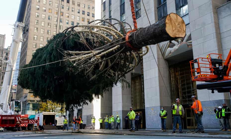 The Rockefeller Center Christmas tree arrives in Manahattan earlier this month.