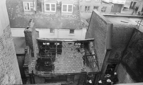 The Denmark Place building after the deadly fire on 16 August 1980.