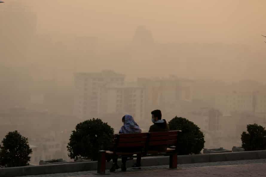 Smog obscures the view from the Saad Abad mountain north of the Iranian capital Tehran.