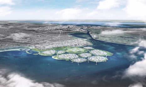 A render of the nine islands that make up the proposed Holmene project.