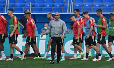 Roberto Martínez during a Belgium training session in St Petersburg before their opening Euro 2020 game against Russia