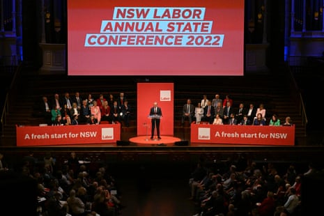 Anthony Albanese addresses delegates during the NSW Labor state conference in Sydney