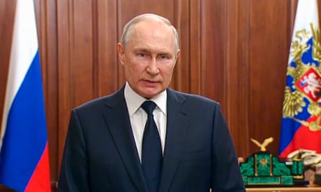 Vladimir Putin during his address on Monday evening.