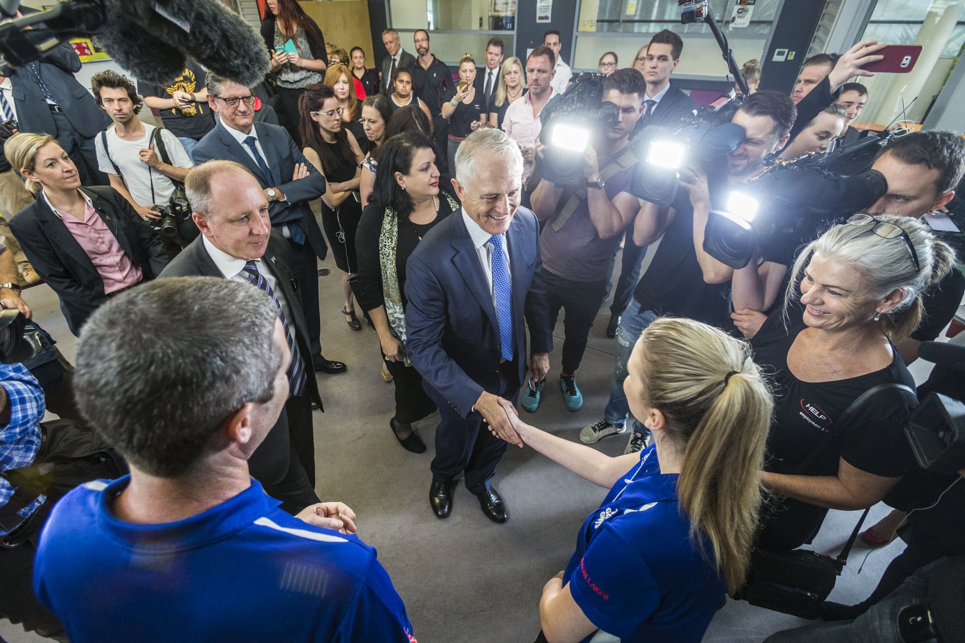 Malcolm Turnbull visits a YMCA youth centre in Brisbane on the first full day of campaigning.