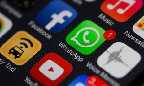 WhatsApp, an encrypted messaging service, on an iPhone.