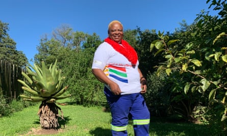 Sthwandwa Buthelezi in a standing in a green garden