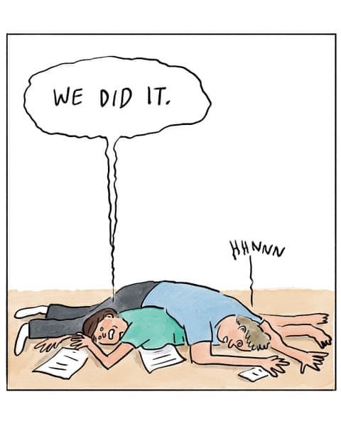 End of term cartoon by Becky Barnicoat, panel 3