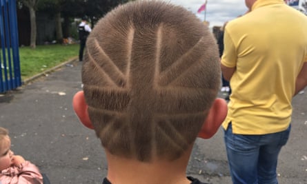 A boy with a union jack haircut in east Belfast.