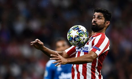 Atletico Madrid’s Spanish forward Diego Costa controls the ball during the UEFA Champions League Group D football match between Atletico Madrid and Juventus, at The Wanda Metropolitano Stadium in Madrid, on September 18, 2019.
