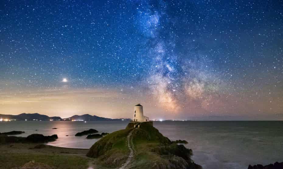 The Milky Way over Twr Mawr Lighthouse in Anglesey, north Wales.