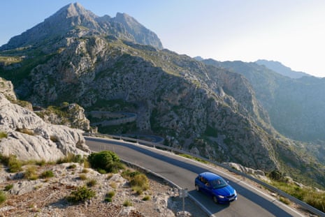 road trip route europe Driving through mountains in Mallorca.