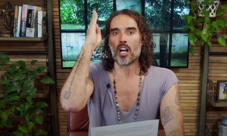 Russell Brand addressing his audience on his Stay Free YouTube channel.
